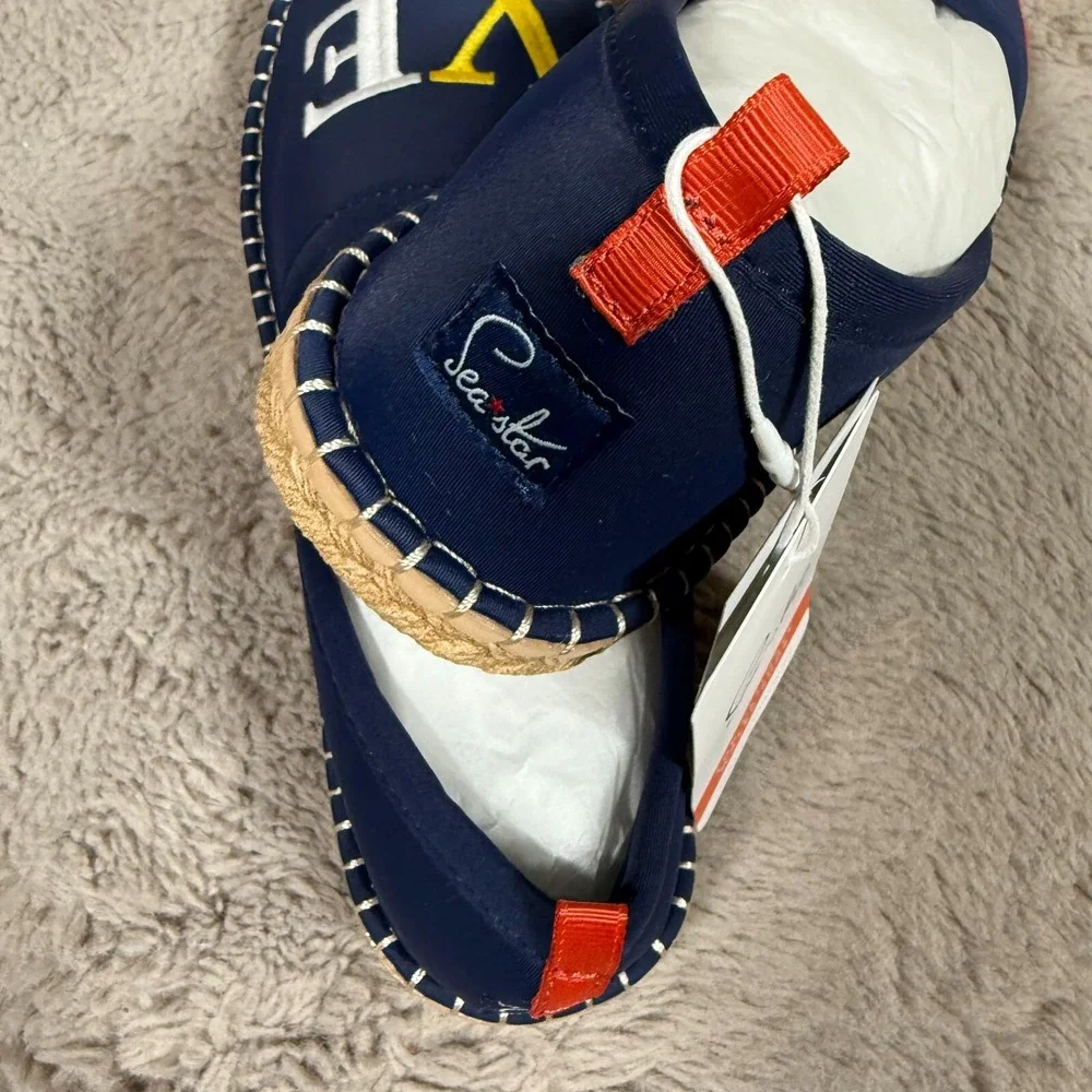 NWT Seastar Beachwear 'Love' Beachcomber embroidered Espadrilles Shoes  W11 Navy